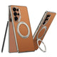 Galaxy S26 Series Elite Leather Textured MagSafe Orange Case